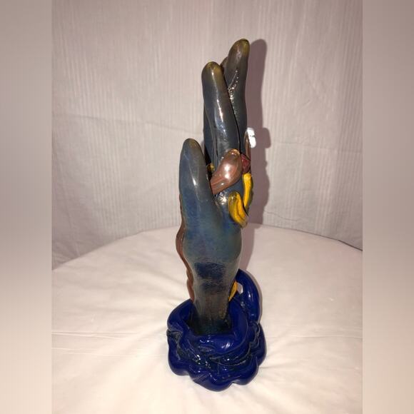 French Art Nouveau Style Art Glass Hand - Picture 3 of 9